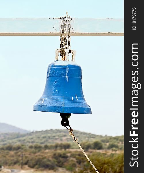 Old traditional bell hanging outside an orthodox church in Greece. Old traditional bell hanging outside an orthodox church in Greece