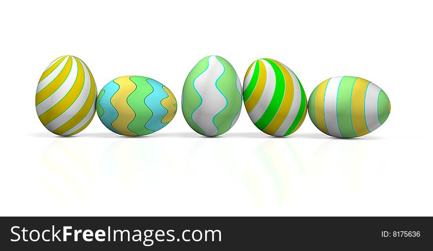 Color eggs on white background