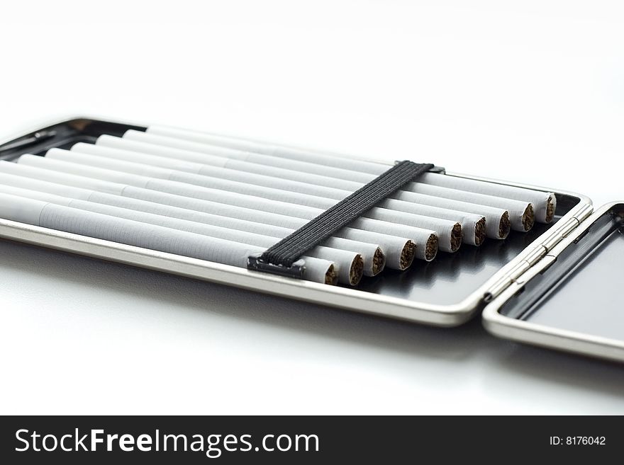 Slim cigarettes in cigarette case