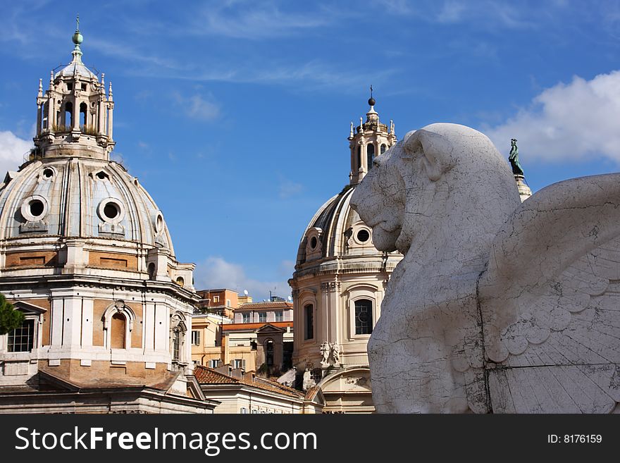 Colorful cityscape of italian capital Rome