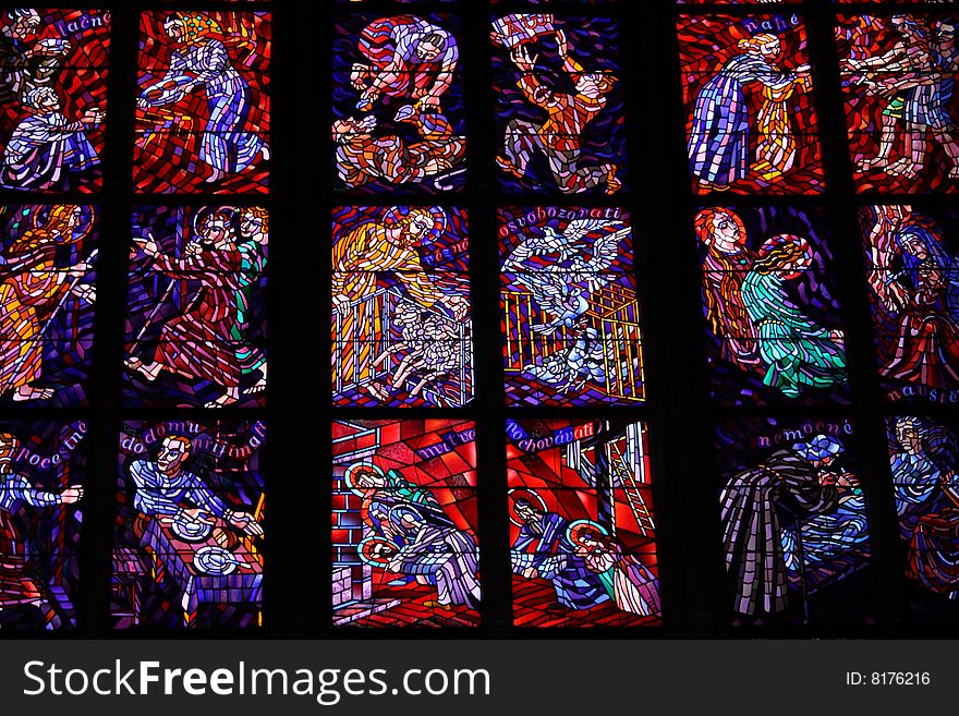 Stained-glass Window In St.Vitus Cathedral