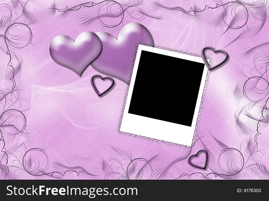Polaroid in a romantic illustration. Polaroid in a romantic illustration.