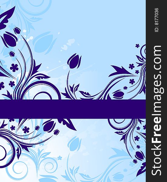 Blue floral background with place for your text