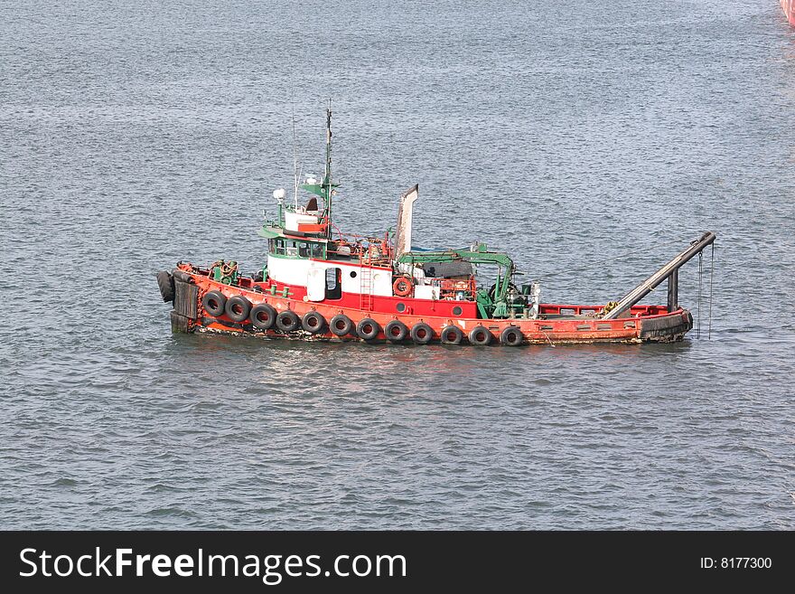 A small ship using in underwater works.