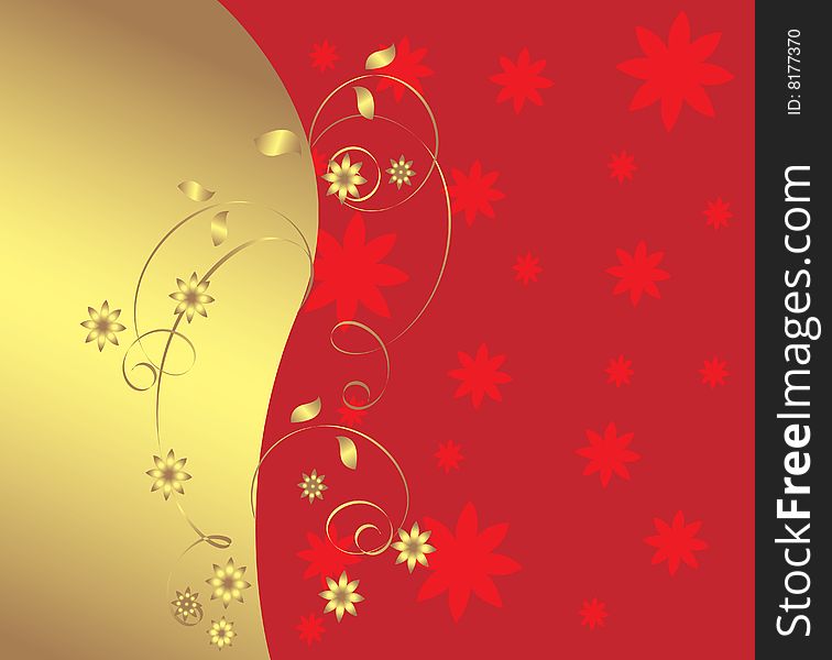 Background with gold and red flowers. Background with gold and red flowers