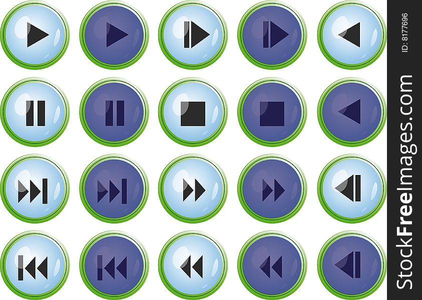 Blue web buttons for player design