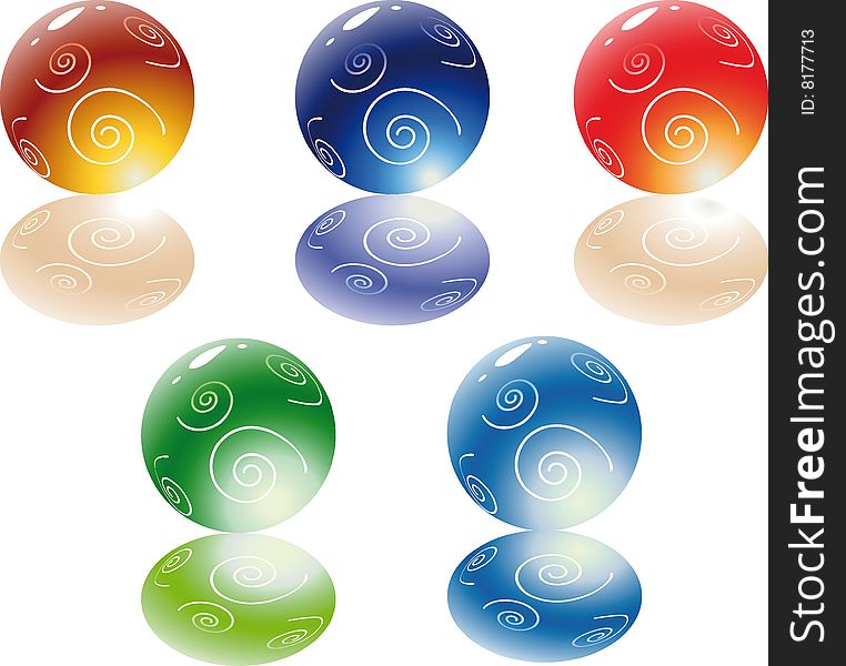 3d Color vector spheres with color shadows. 3d Color vector spheres with color shadows.