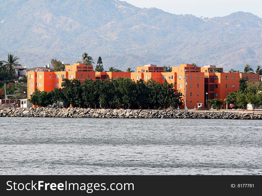 Orange settlement on the Mexician coast in Manzanillo