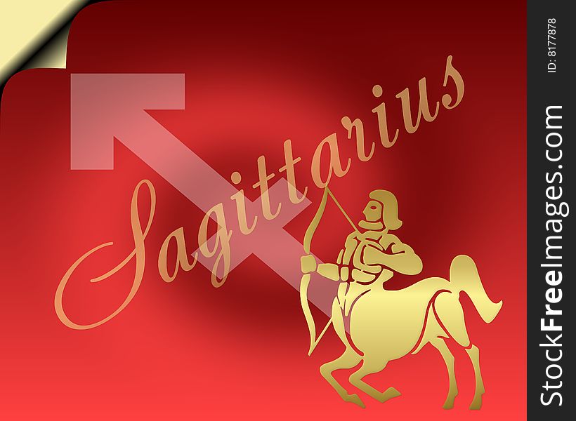 Sagittarius zodiac card- zodiac theme. Sagittarius zodiac card- zodiac theme