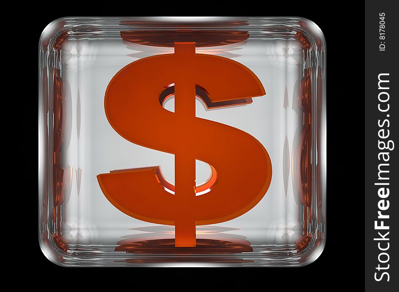 Symbol of dollar in glass box
