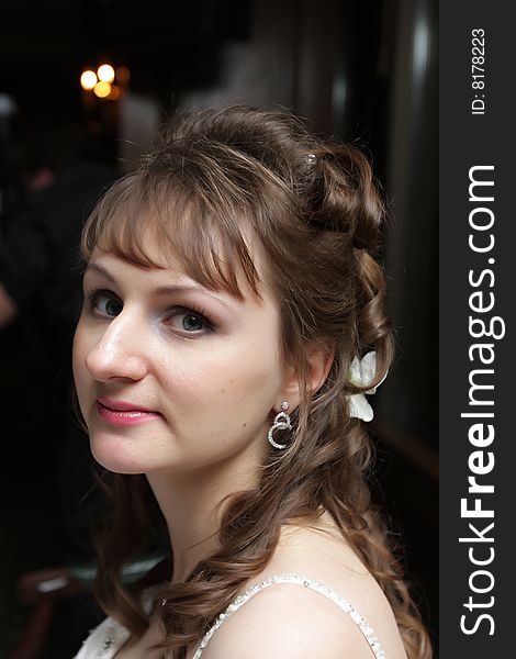 Portrait of a bride in a restaurant. Portrait of a bride in a restaurant