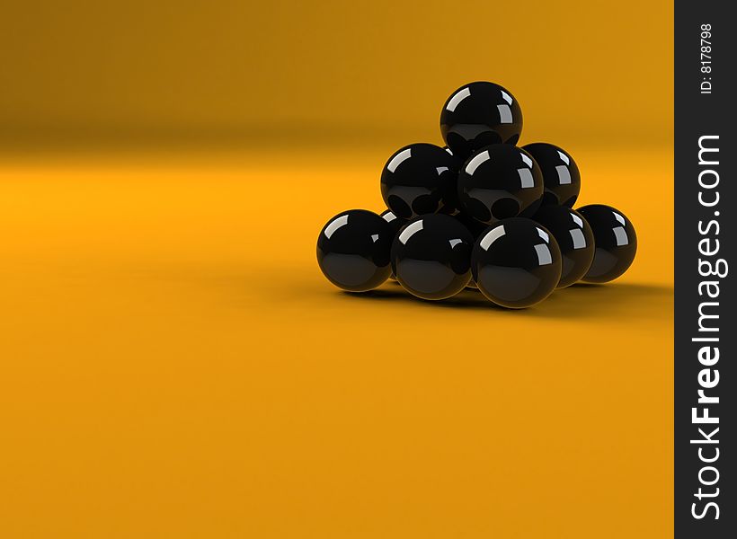 Black balls on a orange scene
