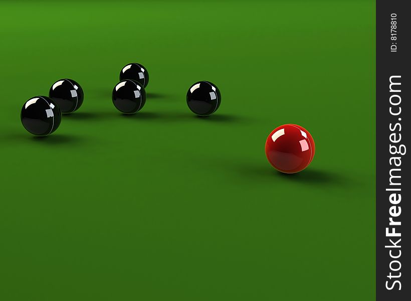 Red balls on a green scene