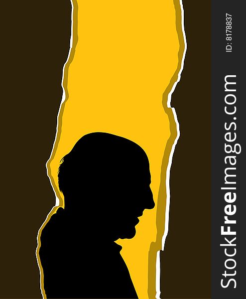 Silhouette grandfather, background vector 2
