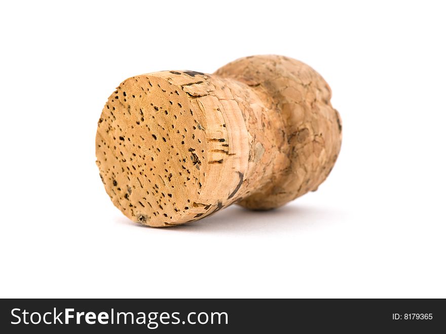 Cork closeup on white background