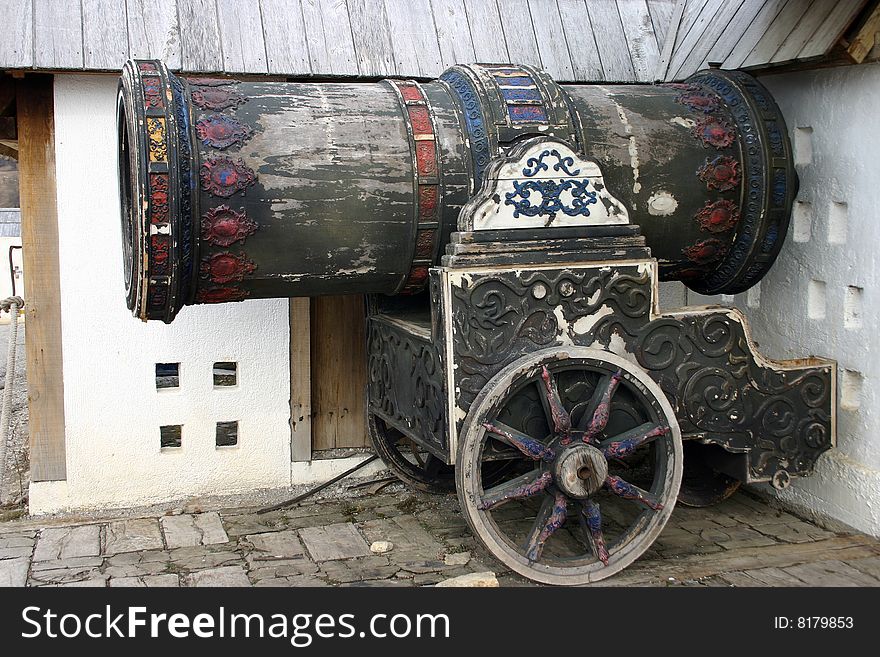 Cannon from  movies wooden city west part of serbia. Cannon from  movies wooden city west part of serbia