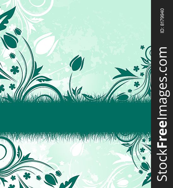 Green floral background with place for your text