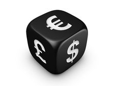 Black Dice With Curreny Sign Royalty Free Stock Photo
