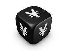 Black Dice With Yen Sign Royalty Free Stock Image