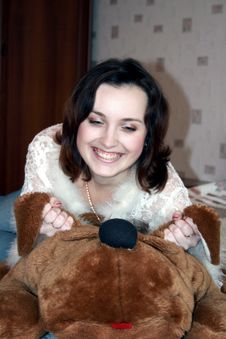 The Girl With A Plush Toy Stock Images The Girl With A Plush Toy Stock Images