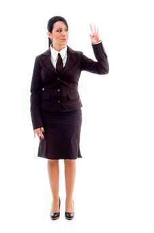 Standing Lawyer Showing Counting Hand Gesture Stock Photo Standing Lawyer Showing Counting Hand Gesture Stock Photo