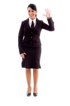 Young Businesswoman Showing Counting Hand Gesture Royalty Free Stock Photo