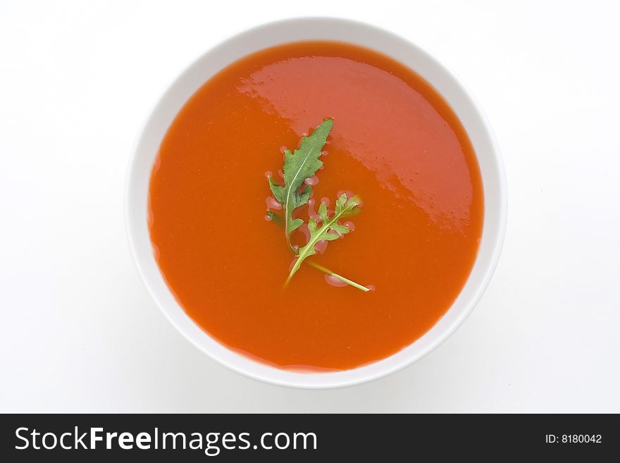 Healthy homemade tomato soup and vegetables