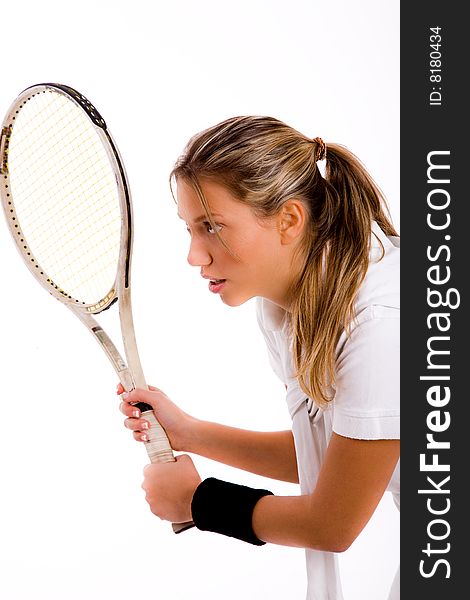 Portrait of young professional looking at camera with white background