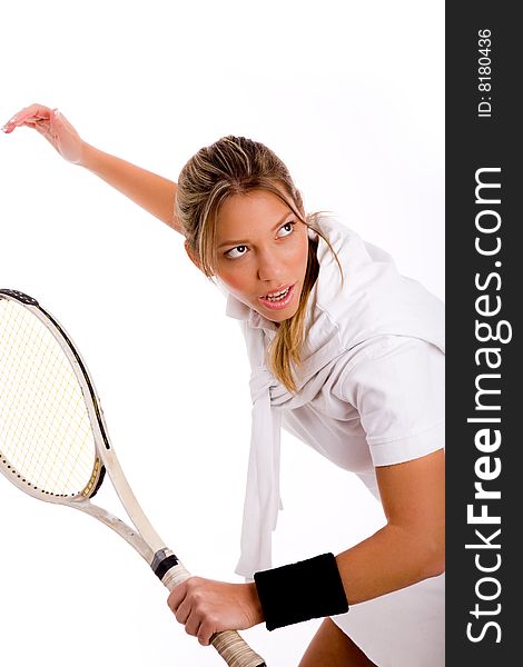 Portrait of young professional looking at camera with white background