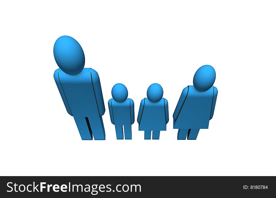 Family silhouette - 3d render isolated illustration