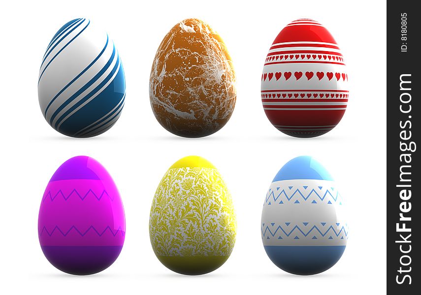 Different style easter eggs - isolated on white