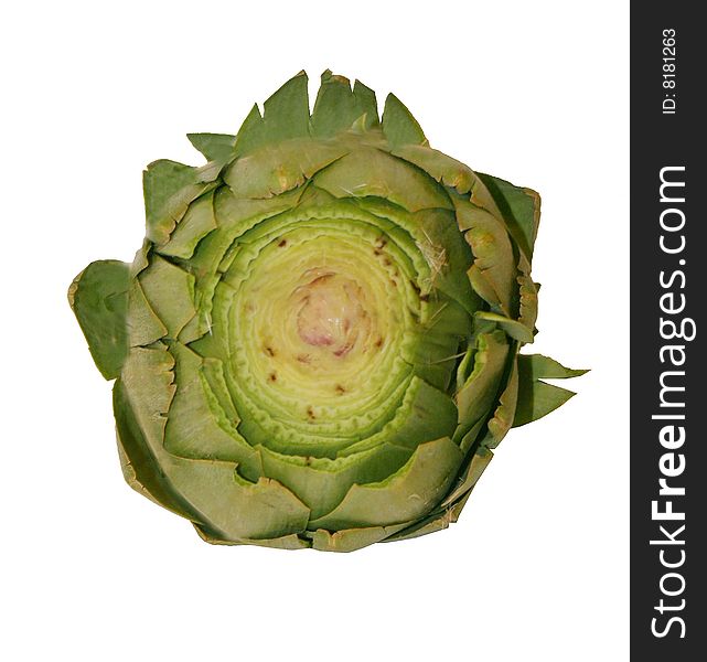 Fresh, raw artichoke on isolated background