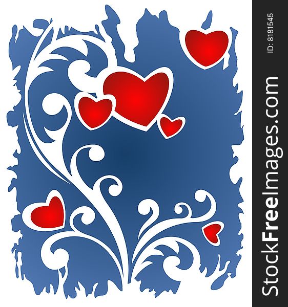Romantic pattern with hearts on a blue background. Romantic pattern with hearts on a blue background.