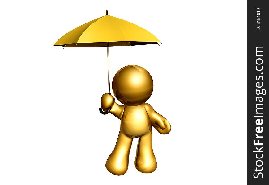 Icon Figure With Yellow Umbrella
