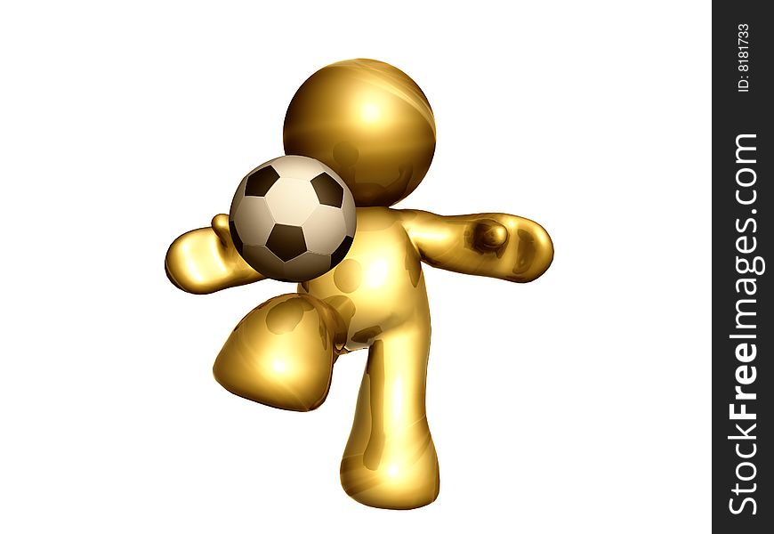 icon figure playing and kicking soccer ball.  icon figure playing and kicking soccer ball