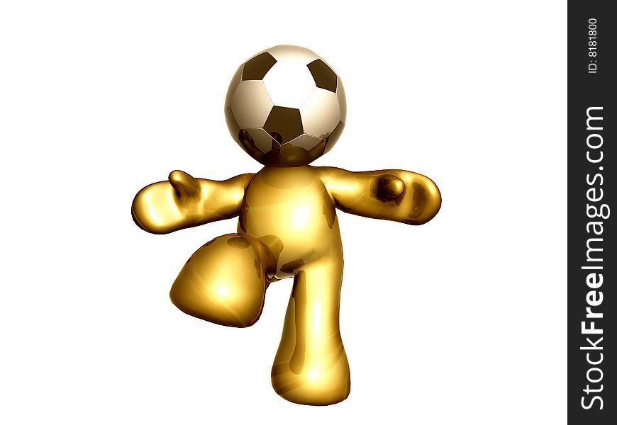 icon figure playing and kicking soccer ball.  icon figure playing and kicking soccer ball