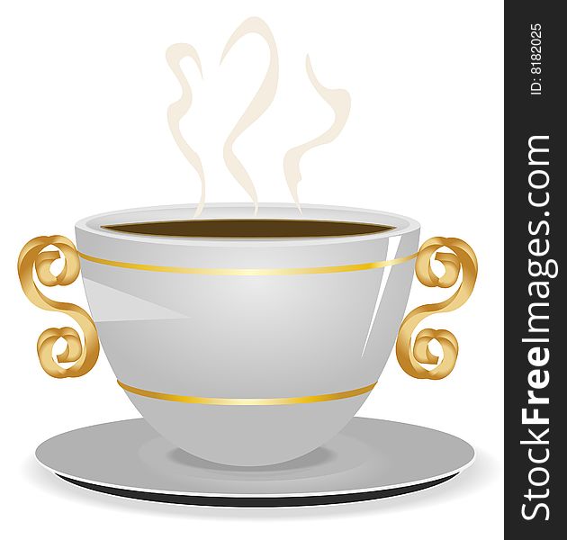 Light grey cup of coffee on saucer