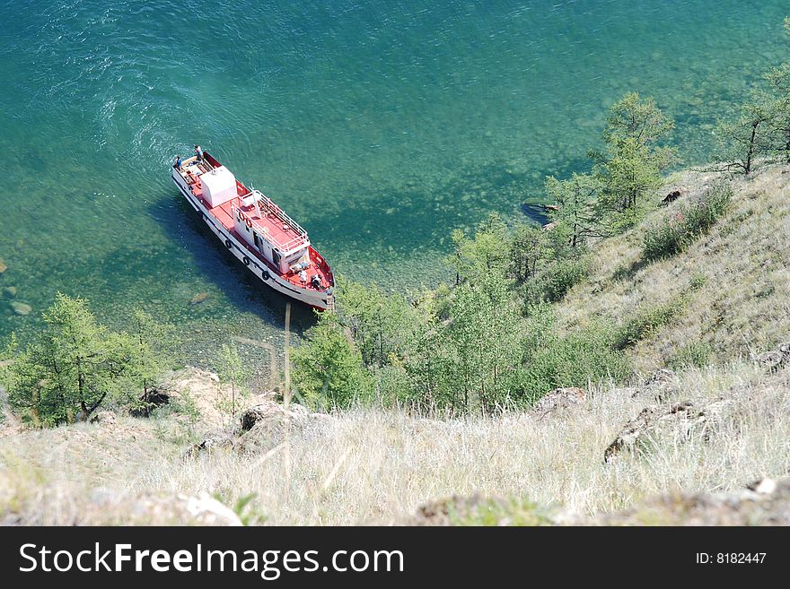 Ship on beautiful lake Baikal. Ship on beautiful lake Baikal