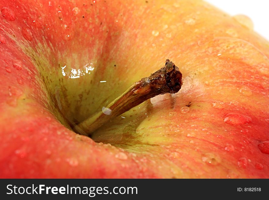 Red apple with drops of water. Red apple with drops of water.