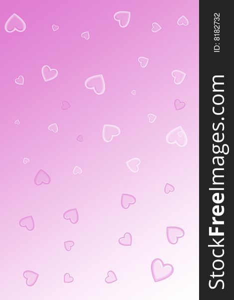 Hearts of different dimensions at pink background