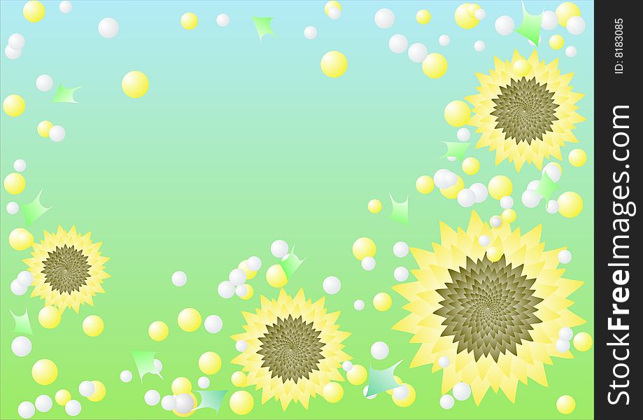 Abstract vector of colorful sunflowers field. Abstract vector of colorful sunflowers field