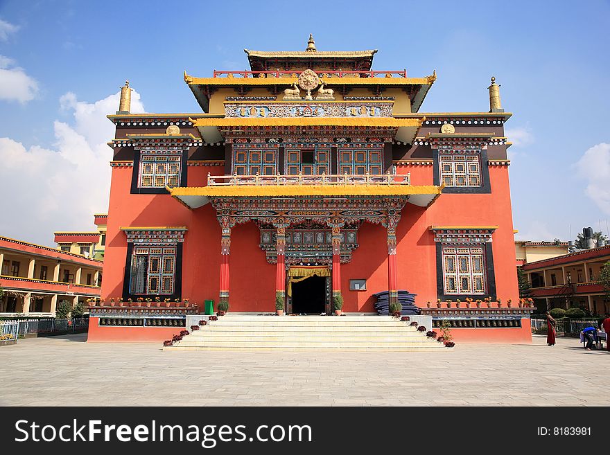 Under the blue sky and white clouds of the tibetan monasteries in nepal. Under the blue sky and white clouds of the tibetan monasteries in nepal.