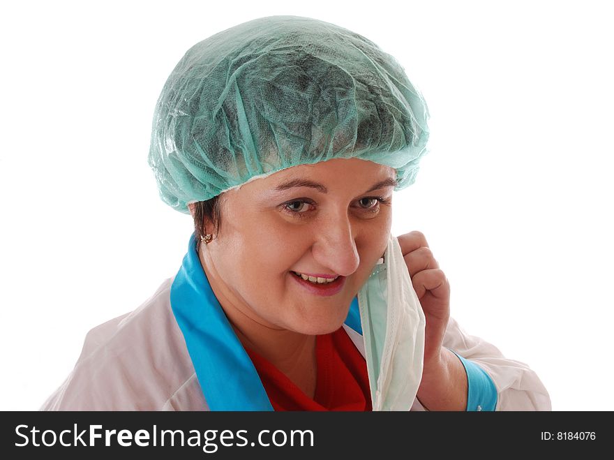 Attractive female doctor isolated on the white