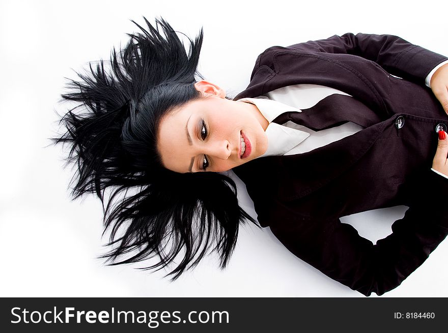 Young executive looking aside on an isolated white background