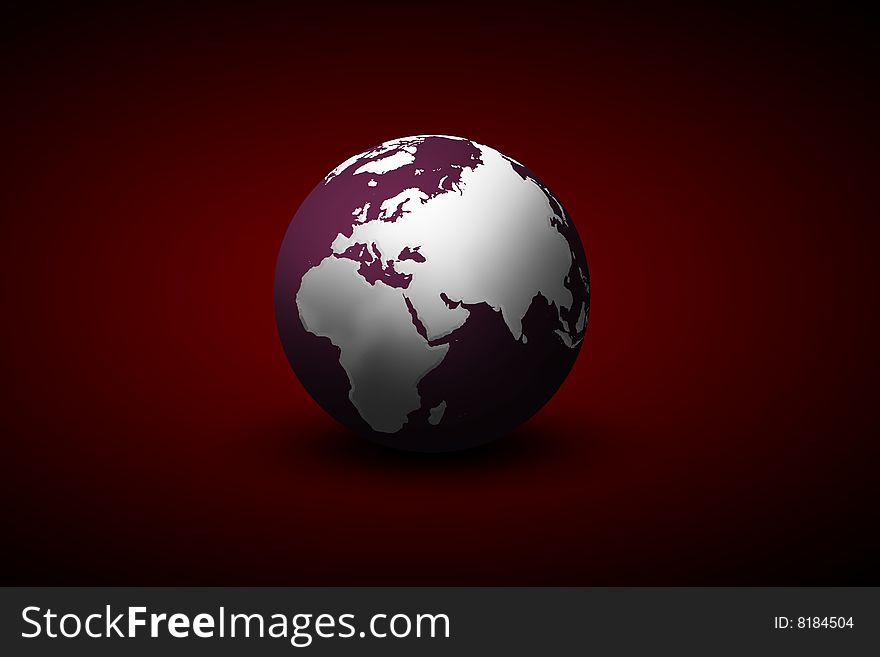 Earth on a dark red background
