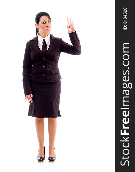 Standing Lawyer Showing Counting Hand Gesture