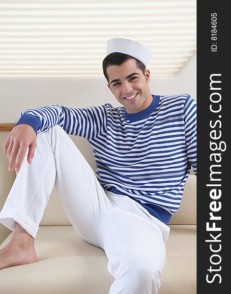 Elegant young model posing in a yatch. Elegant young model posing in a yatch