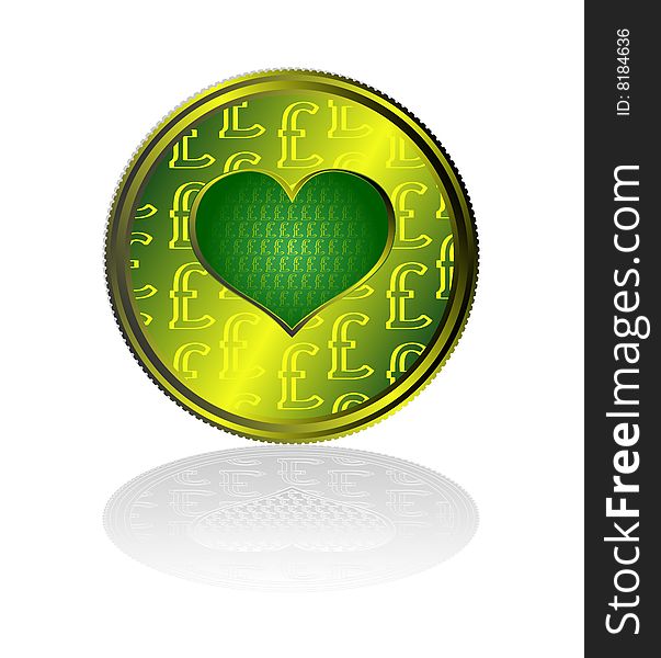 Concentration of pound Sterling in heart. Vector file contains original seamless.