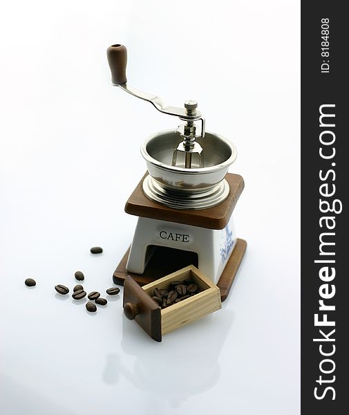 Coffee grinders isolated on a white background in studio. Coffee grinders isolated on a white background in studio