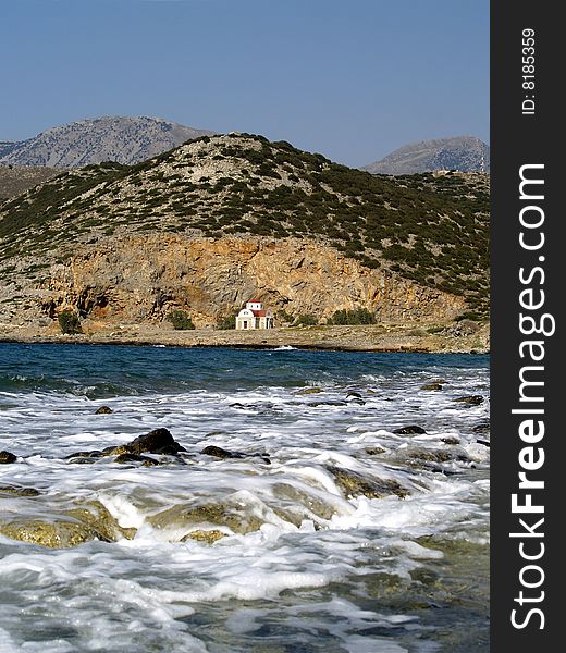 Small church near blue sea - Greece, Crete